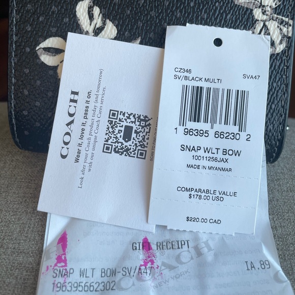 NWT！COACH SNAP WALLET WITH BOW PRINT（CZ346）gift receipt FAST SHIPPING - Picture 6 of 6